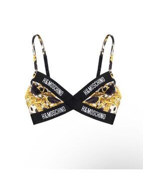 H&M x MOSCHINO Logo Print Bralette Women's Size 8